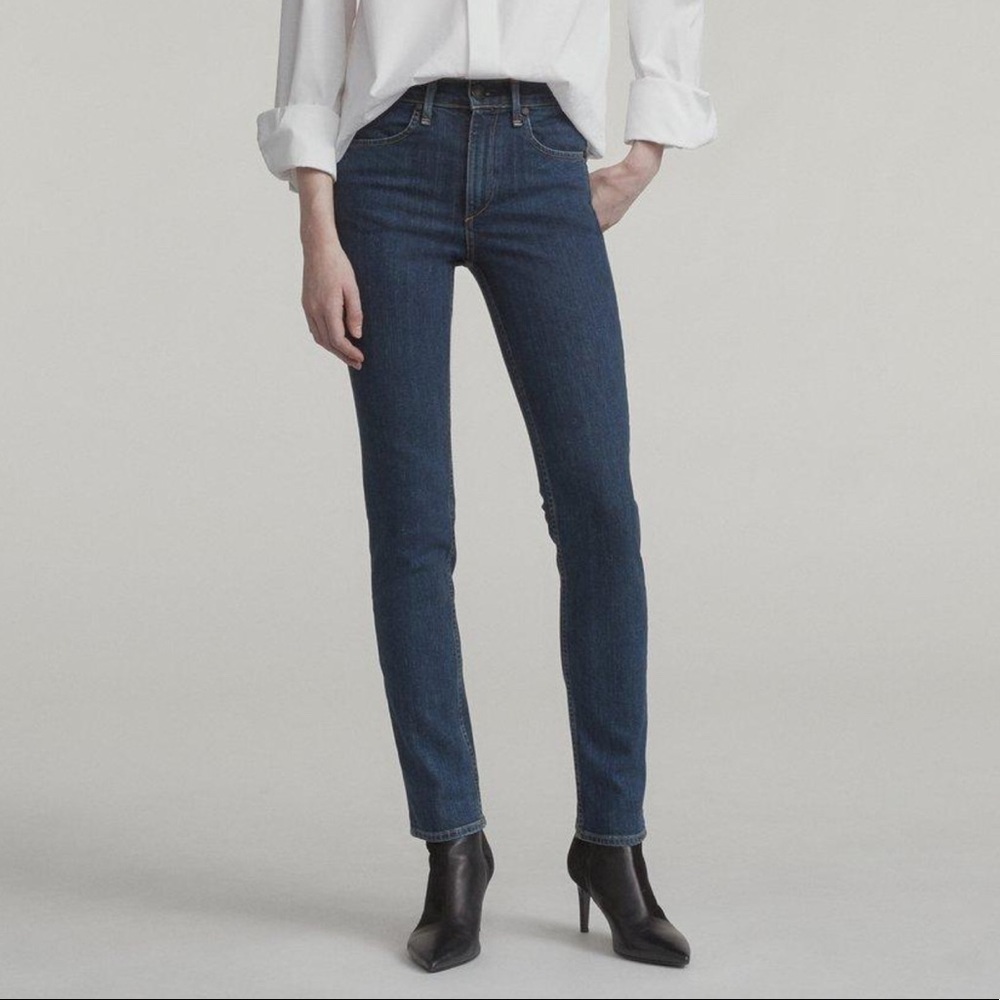 NWT Rag & Bone High Rise Slim Straight Kaihara Denim Jeans - Picture 1 of 8